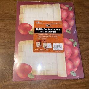 10 pack Ampad Die Cut Invitations and Envelopes Apples in a Basket NEW USA